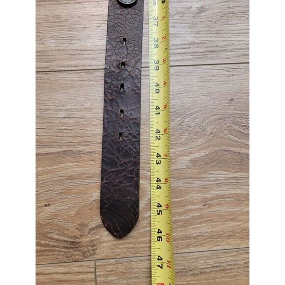 Vintage Trafalgar Italian Coin Belt Crackle Leather Bronze Rustic Sz L Brown - Picture 8 of 13